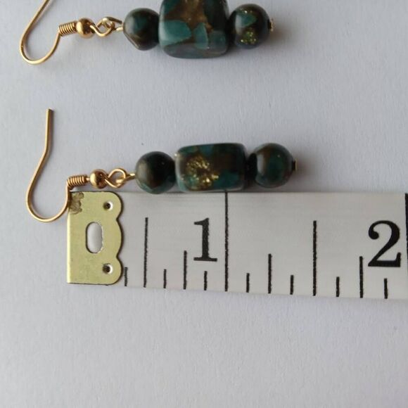 Teal beaded earrings - Picture 4 of 4
